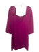 Trina Turk Size 6 Purple Polyester Square Neck 1/2 Sleeve Shift Dress Purple / 6