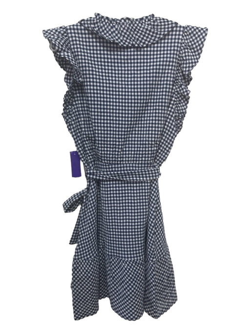 Jade Melody Tan Size S Blue & White Polyester Gingham V Neck Below knee Dress Blue & White / S