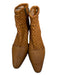 Free People Shoe Size 39 Tan Leather Pointed Toe Stacked Heel Woven Detail Boots Tan / 39