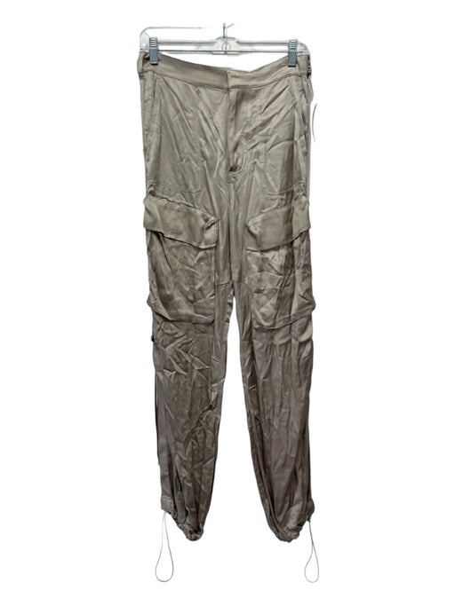 Zara Size S Beige Viscose Zip Fly Utility Cargo Pockets Pants Beige / S