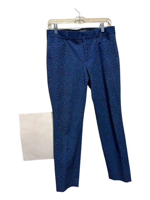 Banana Republic Size 4 Blue & Navy Rayon Blend Geometric Straight Leg Pants Blue & Navy / 4