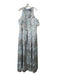 Alex Evenings Size XS Blue & Gray Polyester Metallic Thread Abstract Floral Gown Blue & Gray / XS