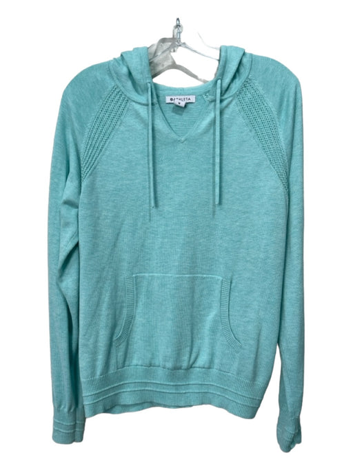 Athleta Size M Teal Blue Polyester & Lyocell Hood Perforated Detail Top Teal Blue / M