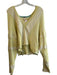 Free People Size S Yellow Cotton Blend Wide V Neck Long Sleeve Knit Sweater Yellow / S