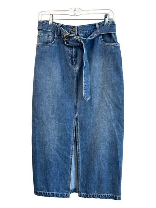 House of Harlow 1960 Size 4 Medium Wash Cotton Denim zip fly Front Split Skirt Medium Wash / 4