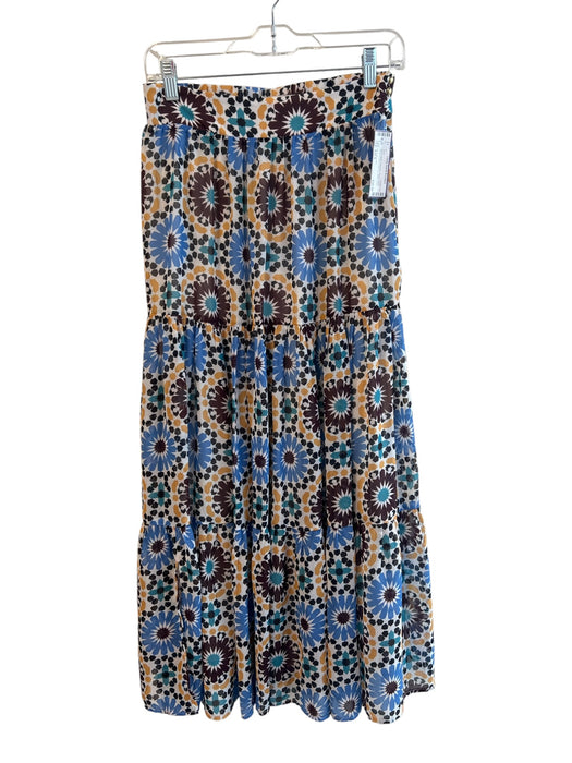 Molly Bracken Size Est S Blue & Multi Polyester Elastic Waist Side Zip Skirt Blue & Multi / Est S
