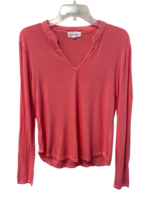 Bella Dahl Size S Pink No Fabric Tag Long Sleeve Ribbed Detail V Neck Top Pink / S