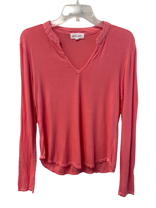 Bella Dahl Size S Pink No Fabric Tag Long Sleeve Ribbed Detail V Neck Top Pink / S
