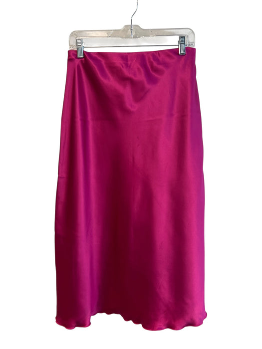 Nicole Miller Size M Pink Polyester Elastic Waist solid color Satin Skirt Pink / M