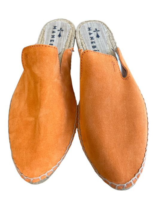 Manebi Shoe Size 40 Orange Suede Almond Toe Crochet Detail Slip On Mule Shoes Orange / 40