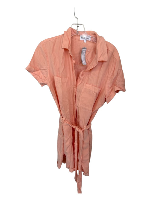 Bella Dahl Size S Peach Tencel Short Cap Sleeve Buttons Romper Peach / S