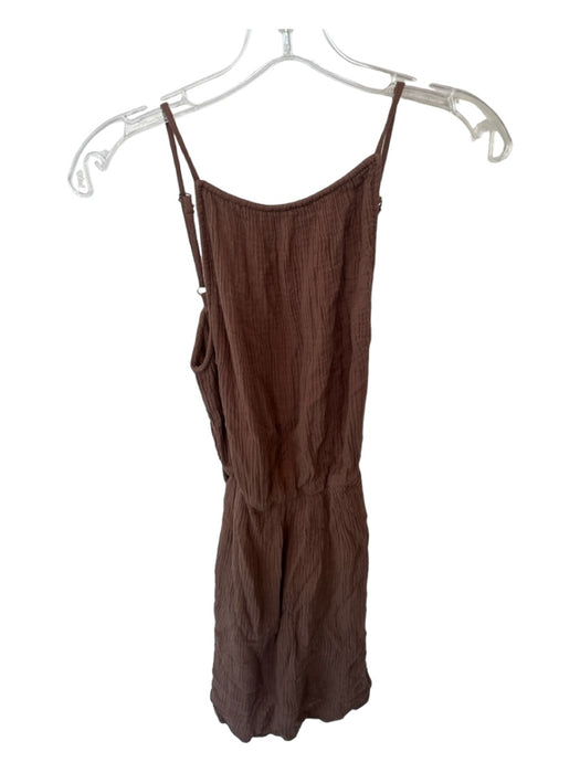 Bella Dahl Size XS Brown Cotton Spaghetti Strap Gauze Belted Dress Brown / XS