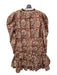 Anna Cate Size Medium Red, Brown & Tan Cotton All Over Print Ruffle Trim Dress Red, Brown & Tan / Medium