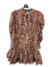 Anna Cate Size Medium Red, Brown & Tan Cotton All Over Print Ruffle Trim Dress Red, Brown & Tan / Medium