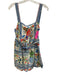 Farm Rio Size M Blue, Red, Multi Cotton Sleeveless Floral & Birds Cuffed Romper Blue, Red, Multi / M