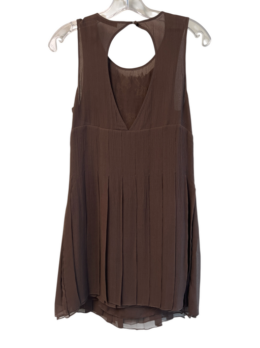Alice & Olivia Size Est S Brown & Gold Silk Beaded Sleeveless Knee Length Dress Brown & Gold / Est S
