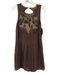 Alice & Olivia Size Est S Brown & Gold Silk Beaded Sleeveless Knee Length Dress Brown & Gold / Est S