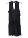 Ramy Brook Size S Black Polyester V Neck Knee Length Pleated Silver accent Dress Black / S