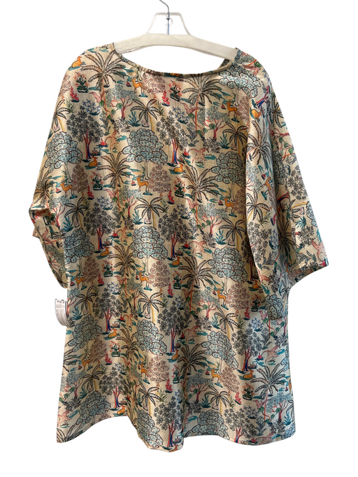 Tela Mercantile Size Est M/L Beige & Multi No Fabric Tag V Neck 1/2 sleeve Tunic Beige & Multi / Est M/L