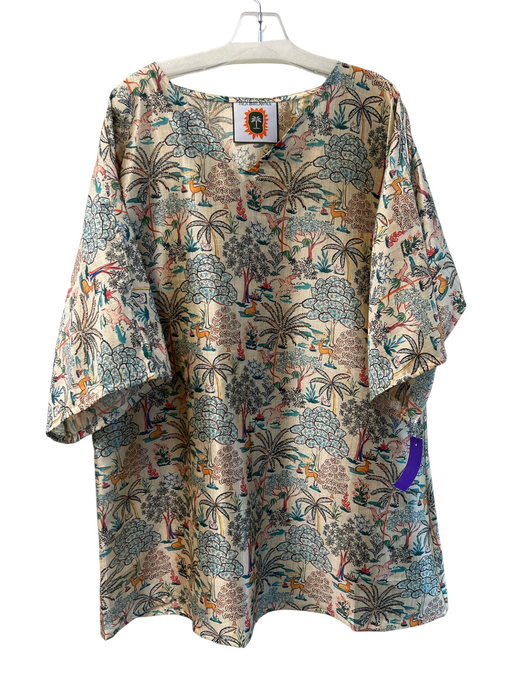 Tela Mercantile Size Est M/L Beige & Multi No Fabric Tag V Neck 1/2 sleeve Tunic Beige & Multi / Est M/L