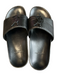 Yves Saint Laurent Shoe Size 7.5 Black Leather Logo Wide Strap Flat Slide Shoes Black / 7.5