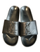 Yves Saint Laurent Shoe Size 7.5 Black Leather Logo Wide Strap Flat Slide Shoes Black / 7.5