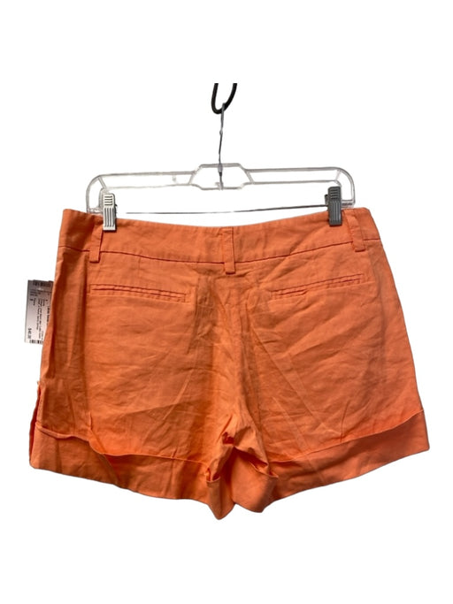 Theory Size 8 Orange Linen Blend Mini Cuffed Button Detail 4 Pocket Shorts Orange / 8