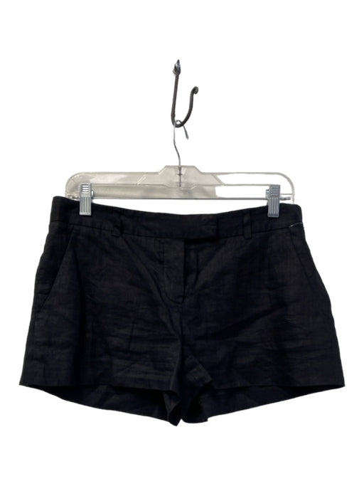 Theory Size 8 Black Linen Mini 4 Pocket Hook & Zip Belt Loops Shorts Black / 8