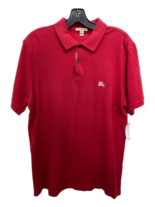 Burberry Size XL Red Cotton Solid Polo Men's Short Sleeve XL