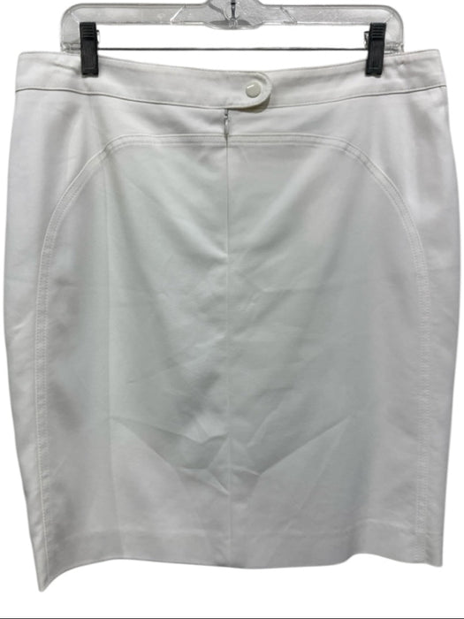 Akris Punto Size 12 White Cotton Blend Paneled Back Zip Pencil Above Knee Skirt White / 12