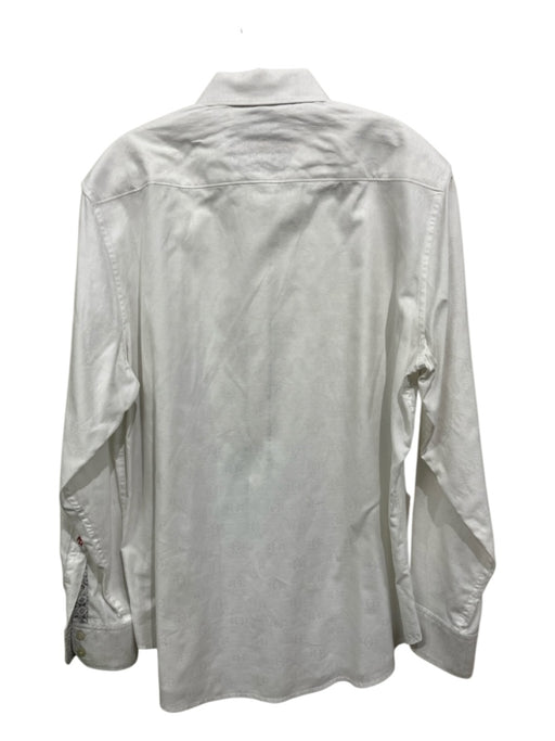Robert Graham Size L White Cotton Paisley Button Down Men's Long Sleeve Shirt White / L