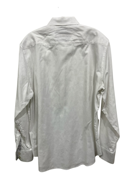 Robert Graham Size L White Cotton Paisley Button Down Men's Long Sleeve Shirt White / L