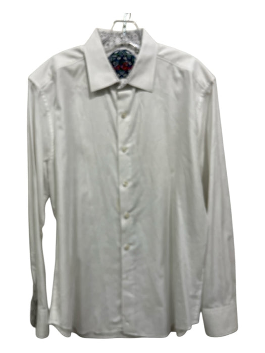 Robert Graham Size L White Cotton Paisley Button Down Men's Long Sleeve Shirt White / L