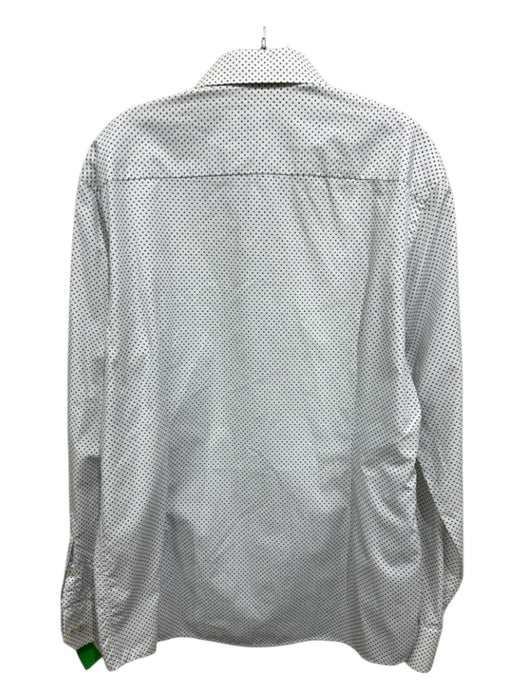 Eton Size 17 White & Blue Cotton All Over Print Button Down Long Sleeve Shirt White & Blue / 17