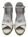 Stuart Weitzman Shoe Size 7 White Canvas Raffia Base Wedge Criss Cross Sandals White / 7