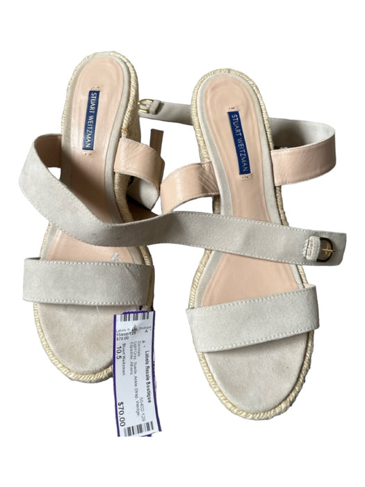 Stuart Weitzman Shoe Size 10.5 Light Gray Suede Ankle Strap Wedge Sandals Light Gray / 10.5