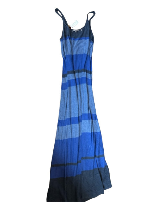 Vince Size L Blue & Navy Cotton Sleeve Cut Outs Striped Maxi Dress Blue & Navy / L