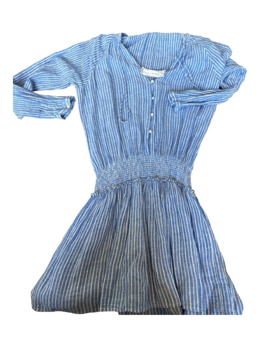 Rails Size Est M Blue & White Linen Long Sleeve Striped Elastic Waist Dress Blue & White / Est M