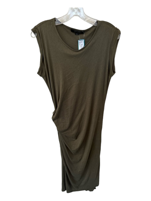 ALLSAINTS Size 8 Olive Green Cotton Cap Sleeve Gathered Side Maxi Dress Olive Green / 8