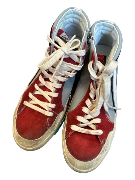 Golden Goose Shoe Size 41 Red & Gray Leather Color Block High Top Sneakers Red & Gray / 41