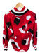 Emily McCarthy Size M Red & Black Viscose Blend Collar Abstract Sweater Red & Black / M