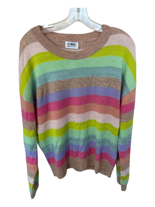 27 Miles Size L Rainbow Cashmere Long Sleeve Striped Metallic Sweater Rainbow / L