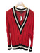 Rag & Bone Size M Red & Black Cotton Blend Loose Knit V Neck Long Sleeve Sweater Red & Black / M