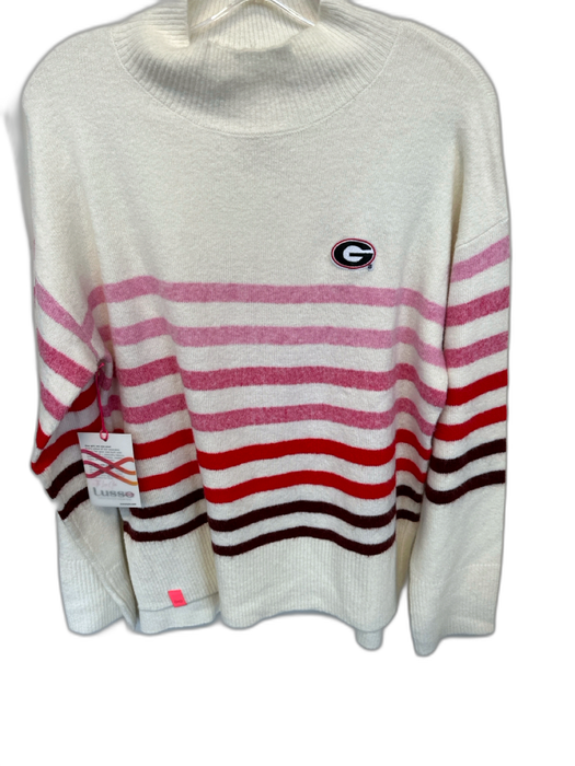 Size M Cream & pink Polyester Blend Mock Neck UGA Striped Sweater Cream & pink / M