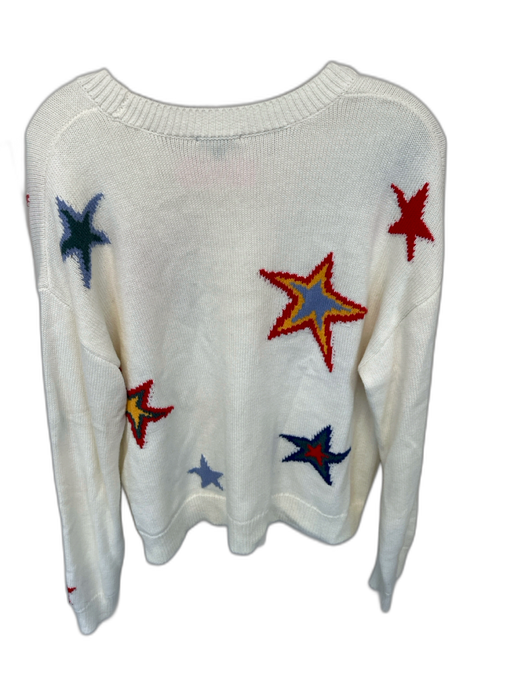 Rails Size M Cream & Red Cotton & Cashmere Long Sleeve stars Knit Sweater Cream & Red / M