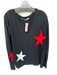 Pam & Gela Size M Black & Red Merino Wool Blend Long Sleeve stars V Neck Sweater Black & Red / M