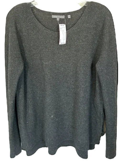 Vince Size L Charcoal Yak Blend Long Sleeve Waffle Sweater Charcoal / L