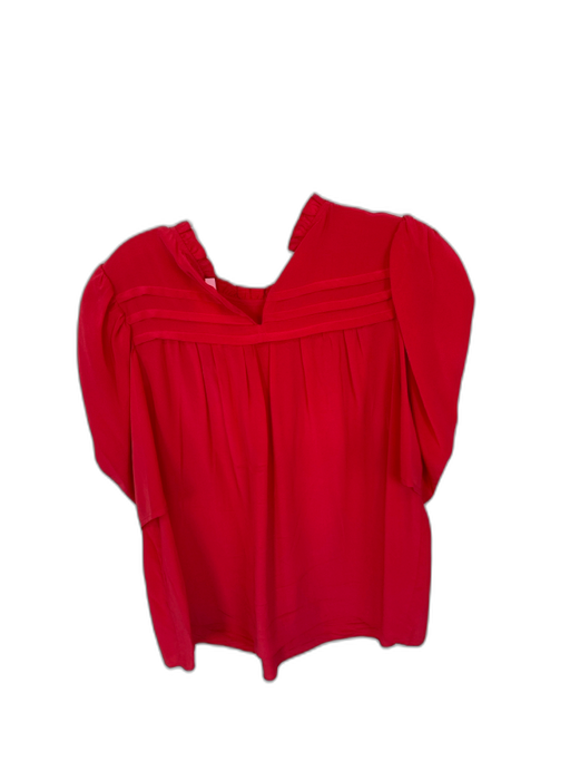 Ulla Johnson Size 8 Red Silk Short Sleeve Ruffles Top Red / 8