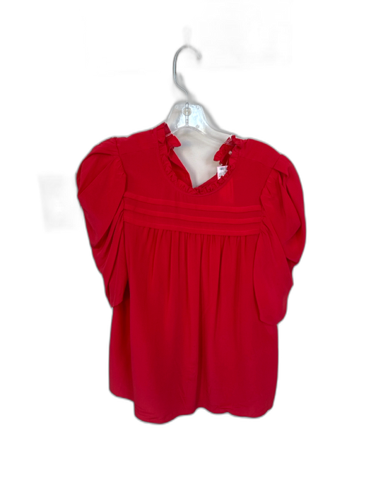 Ulla Johnson Size 8 Red Silk Short Sleeve Ruffles Top Red / 8