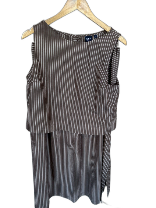 Gap Size M/L Taupe & White Cotton Sleeveless Striped Midi Skirt Set Taupe & White / M/L